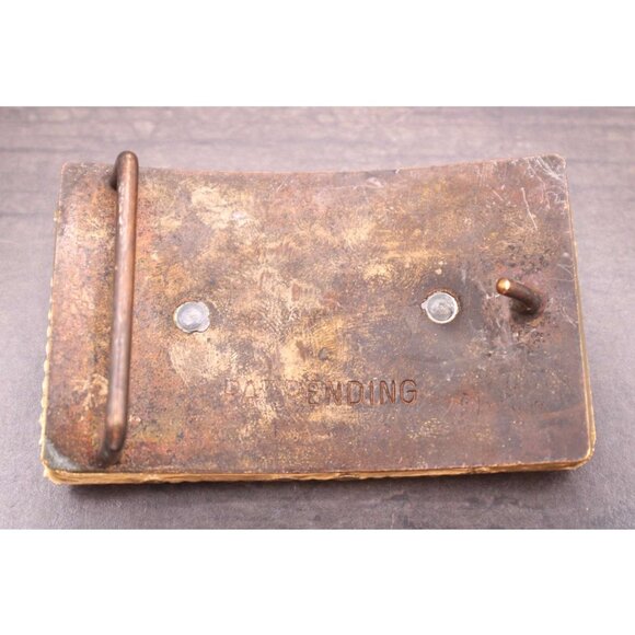 Western Cowboy Rodeo Horse Belt Buckle Rope Border Gold Tone Cowboy Rodeo Vtg - Picture 5 of 11